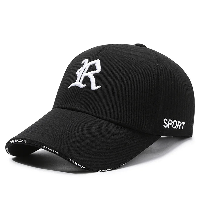 Gothic Letter R Embroidered Baseball Cap – Sport Luxe Curved Brim Hat