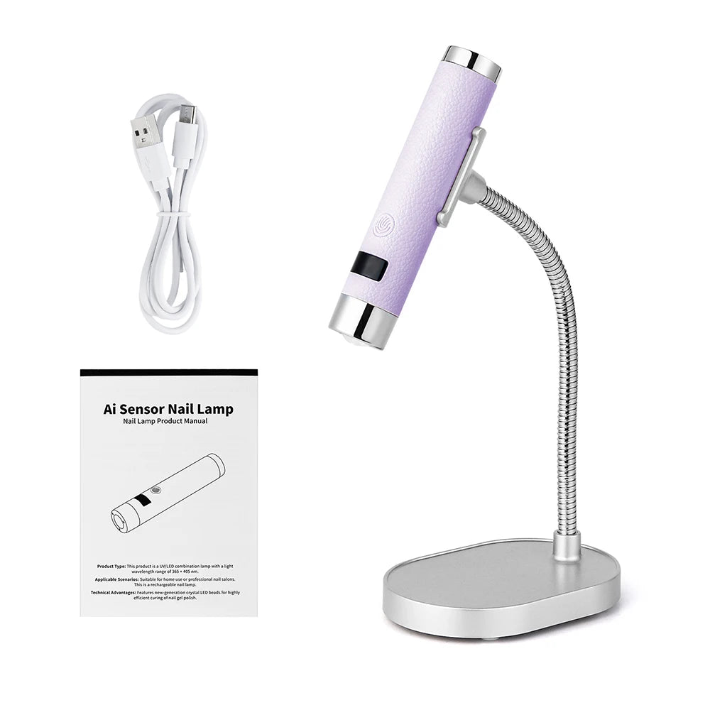 2-in-1 Handheld & Gooseneck Desktop Rechargeable Intelligent UV/LED Nail Lamp – 800mAh Battery, Smart Sensor, Digital Timer