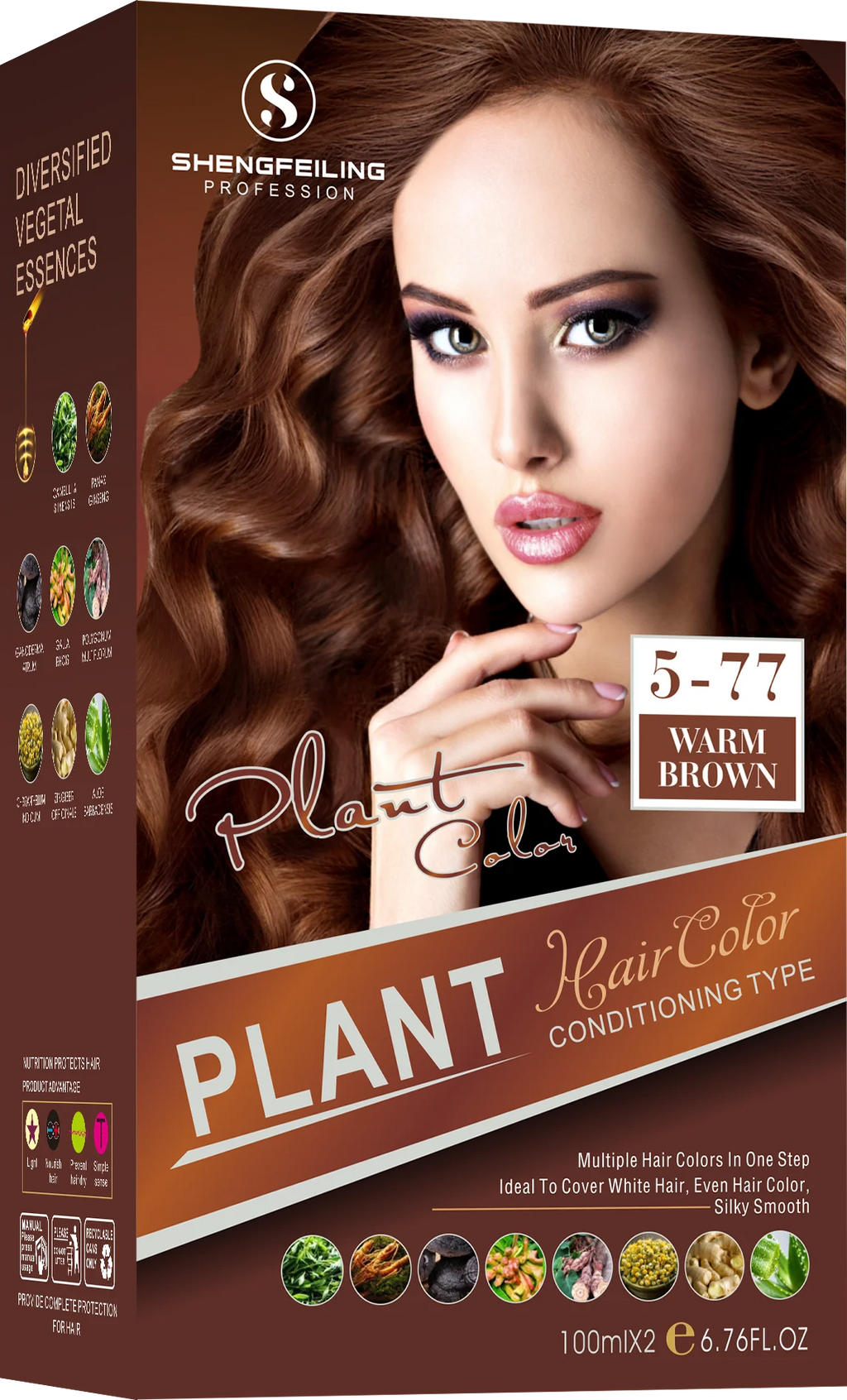 SHENGFEILING 8-in-1 Herbal Conditioning Hair Color Kit (200ml) – 100% Gray Coverage Botanical Hair Dye