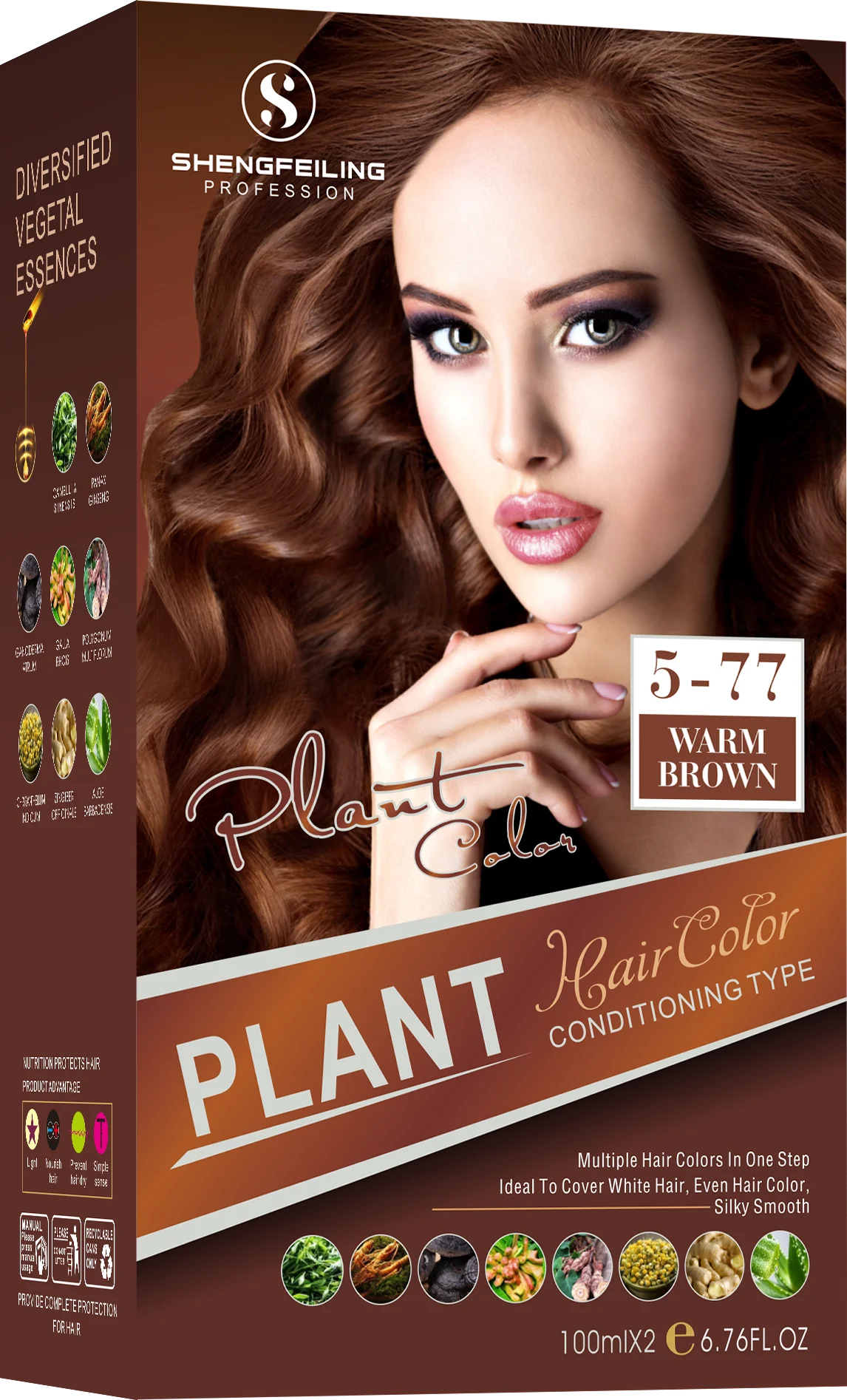 SHENGFEILING 8-in-1 Herbal Conditioning Hair Color Kit (200ml) – 100% Gray Coverage Botanical Hair Dye