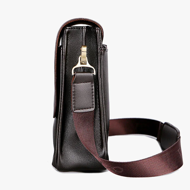 Men’s Vintage Leather Crossbody Bag – Compact Messenger Shoulder Bag for Daily Travel & Work