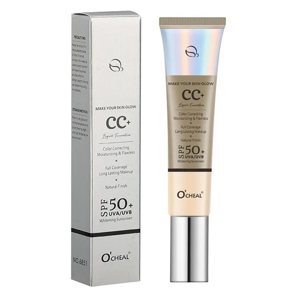 O'CHEAL CC+ Cream SPF50+ Full Coverage Liquid Foundation – 3-in-1 Color Correcting Sunscreen, Concealer & Hydrating Makeup Base