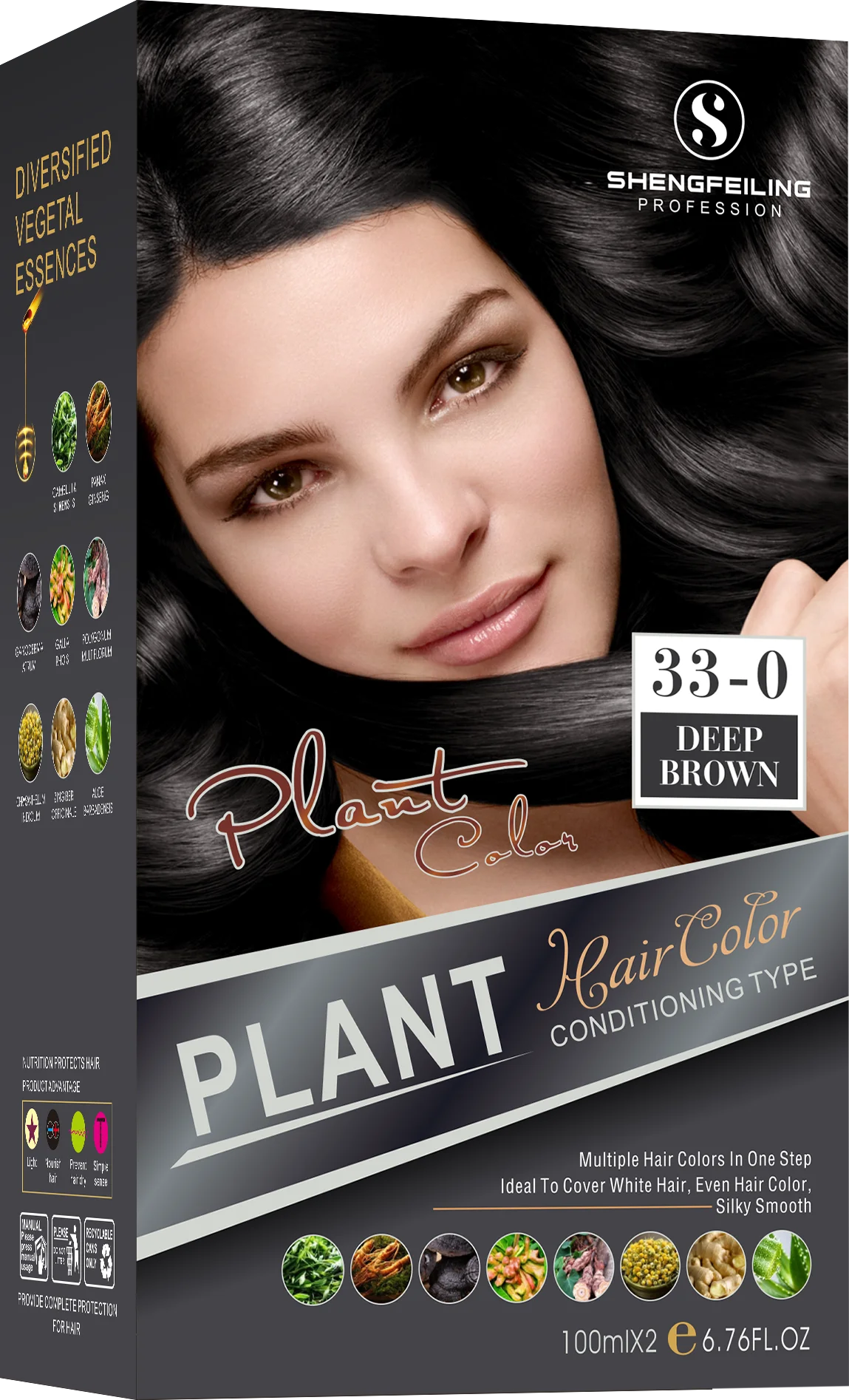 SHENGFEILING 8-in-1 Herbal Conditioning Hair Color Kit (200ml) – 100% Gray Coverage Botanical Hair Dye