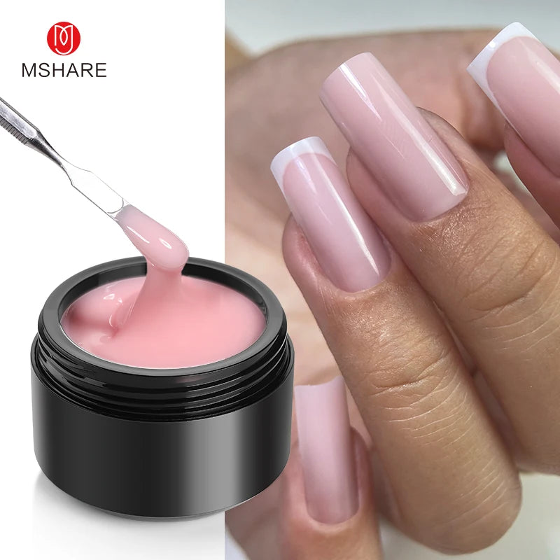 MSHARE Self-Leveling Builder Gel in a Jar – Medium Density Extension Gel for Nail Strengthening
