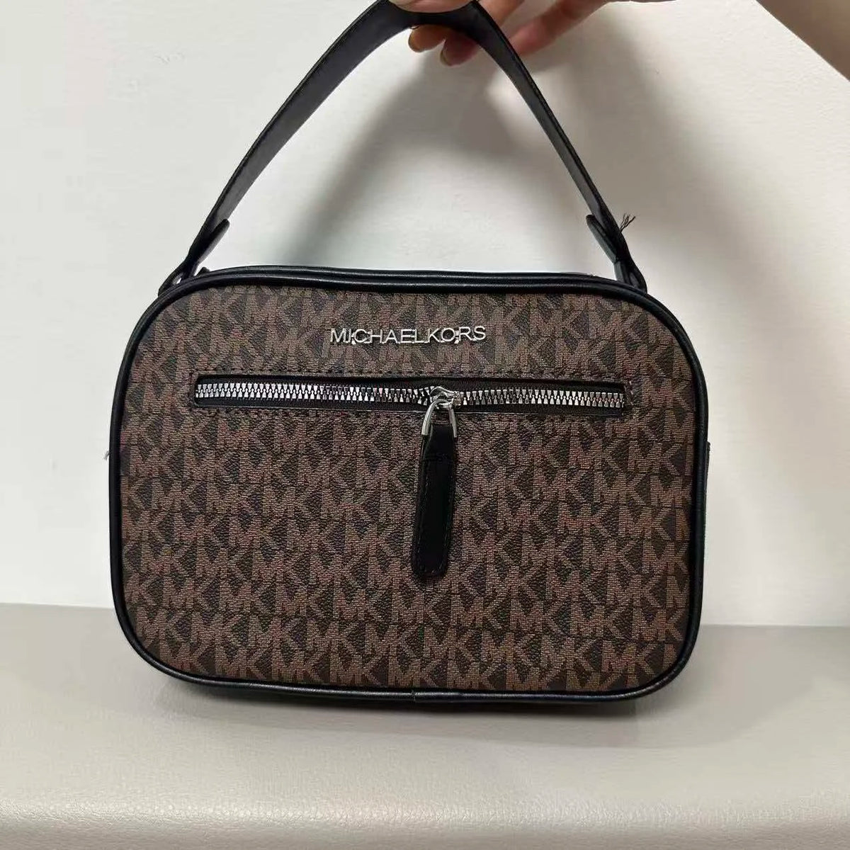 Michael Kors Signature Monogram Top-Handle Crossbody Camera Bag