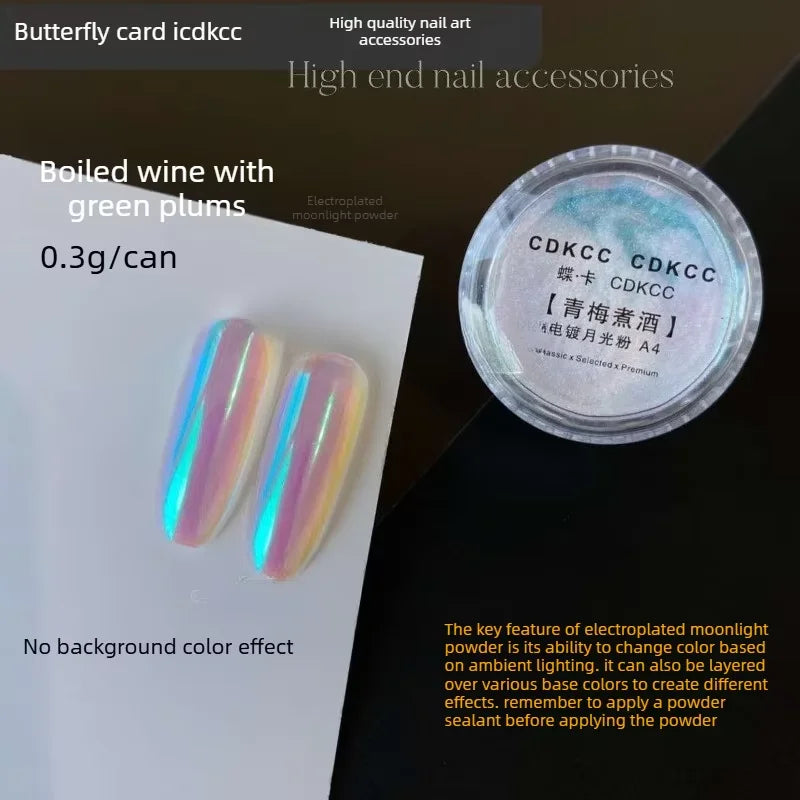 High-Transparency Moonlight Chrome Nail Powder – Icy Aurora Mirror Pigment for Nail Art