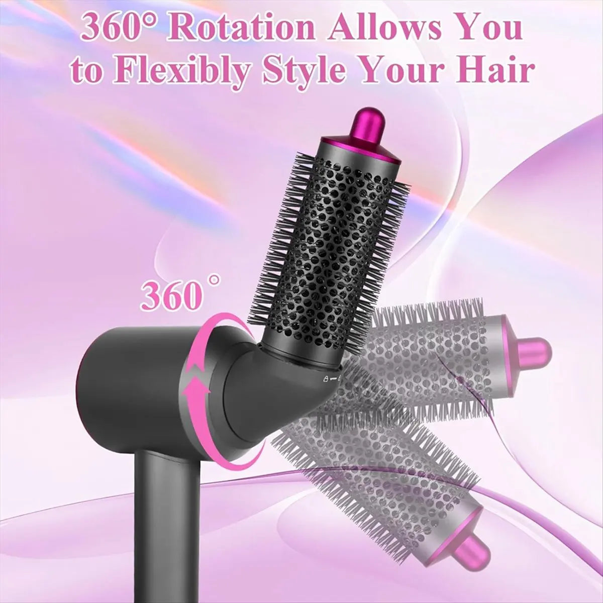 Multi-Function Hair Dryer Adapter Set – Airwrap Barrel, Volumizing Round Brush & 360° Magnetic Adapter