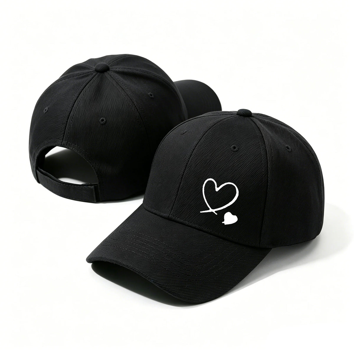 Minimalist Double Heart Embroidered Baseball Cap – Unisex Adjustable Cotton Dad Hat