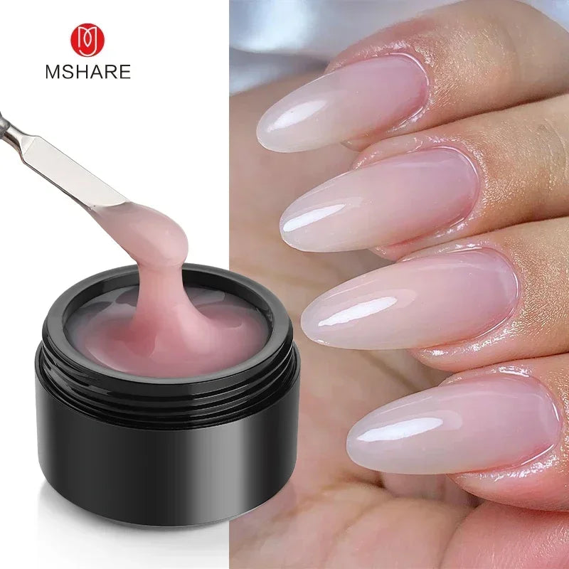 MSHARE Self-Leveling Builder Gel in a Jar – Medium Density Extension Gel for Nail Strengthening