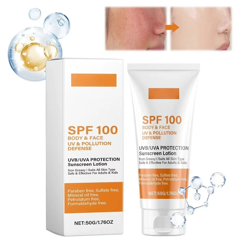 SPF 100 Maximum Protection Sunscreen Lotion – Face & Body UV & Pollution Defense Shield (50g)