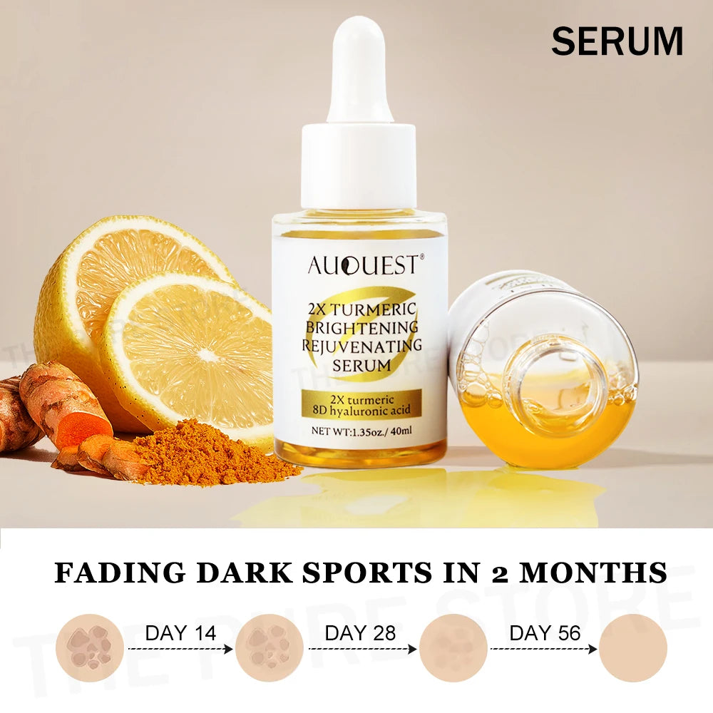 AUQUEST 2X Turmeric Brightening & Rejuvenating Serum – Dark Spot Corrector with 8D Hyaluronic Acid & Vitamin C (40ml)