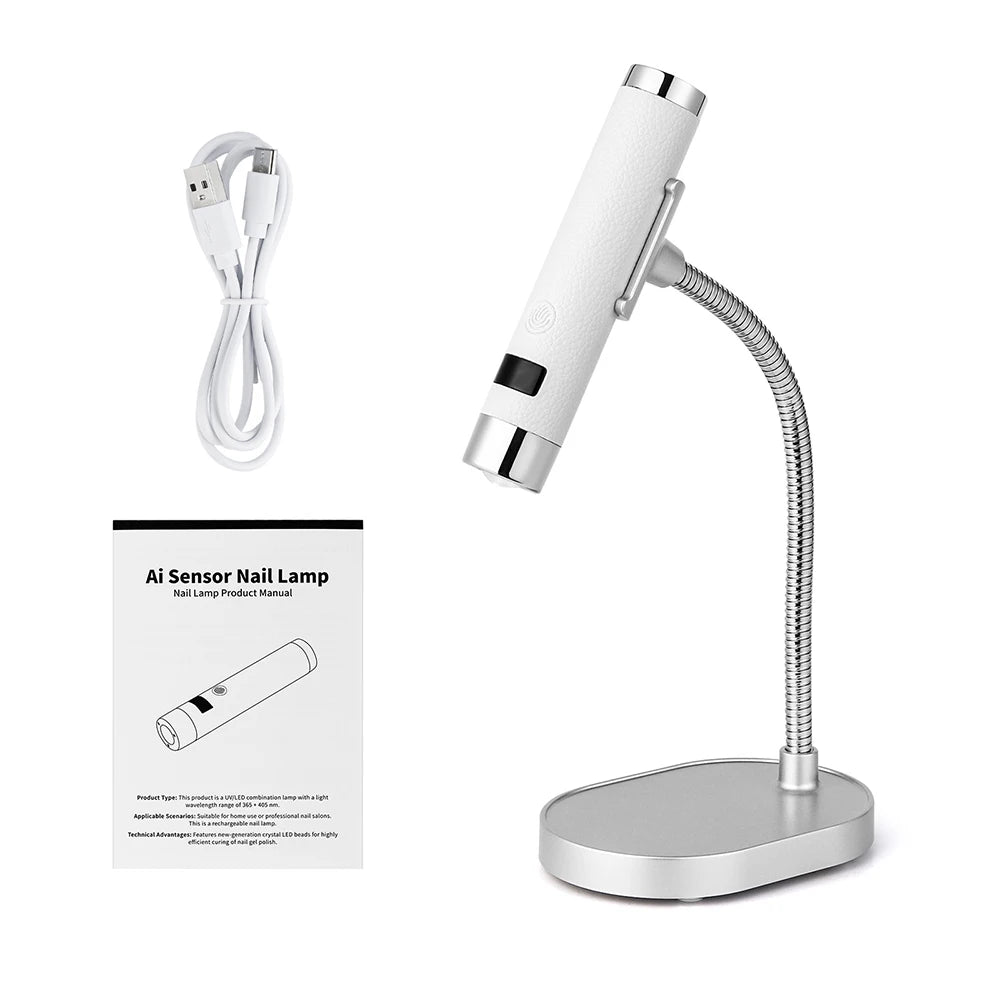 2-in-1 Handheld & Gooseneck Desktop Rechargeable Intelligent UV/LED Nail Lamp – 800mAh Battery, Smart Sensor, Digital Timer