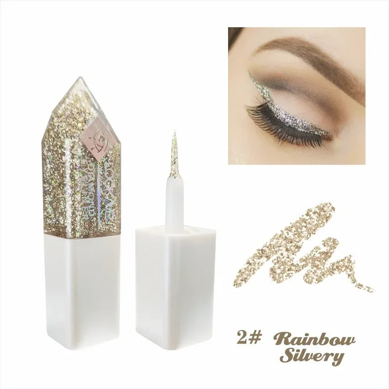 Diamond Shimmer Liquid Eyeliner & Glitter Eyeshadow | Long-Lasting Sparkling Eye Makeup