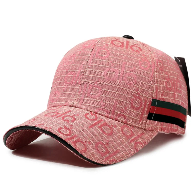 Luxury Monogram Jacquard Baseball Cap with Webbing Stripe – Designer Streetwear Dad Hat