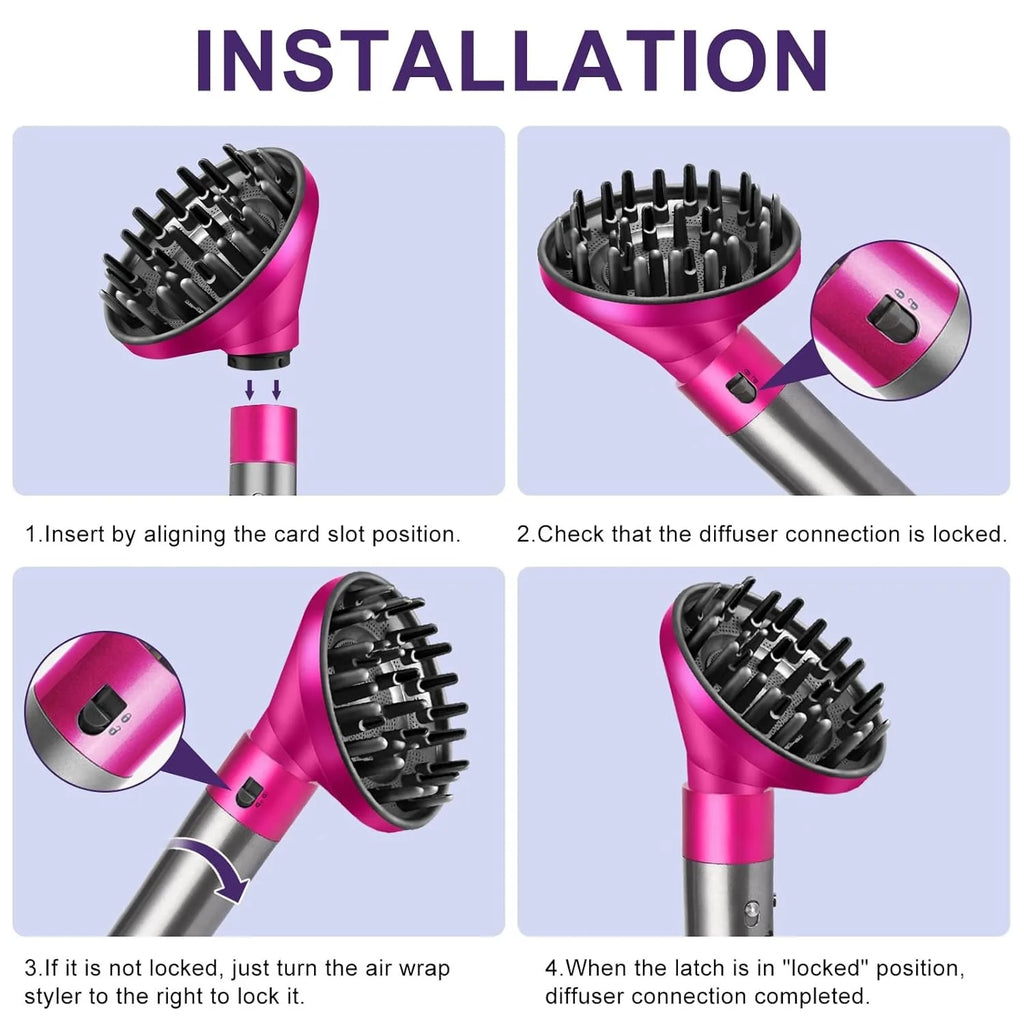 Upgraded Hair Diffuser Attachment for Airwrap Styler – Direct Fit Nozzle for Curly & Voluminous Hair