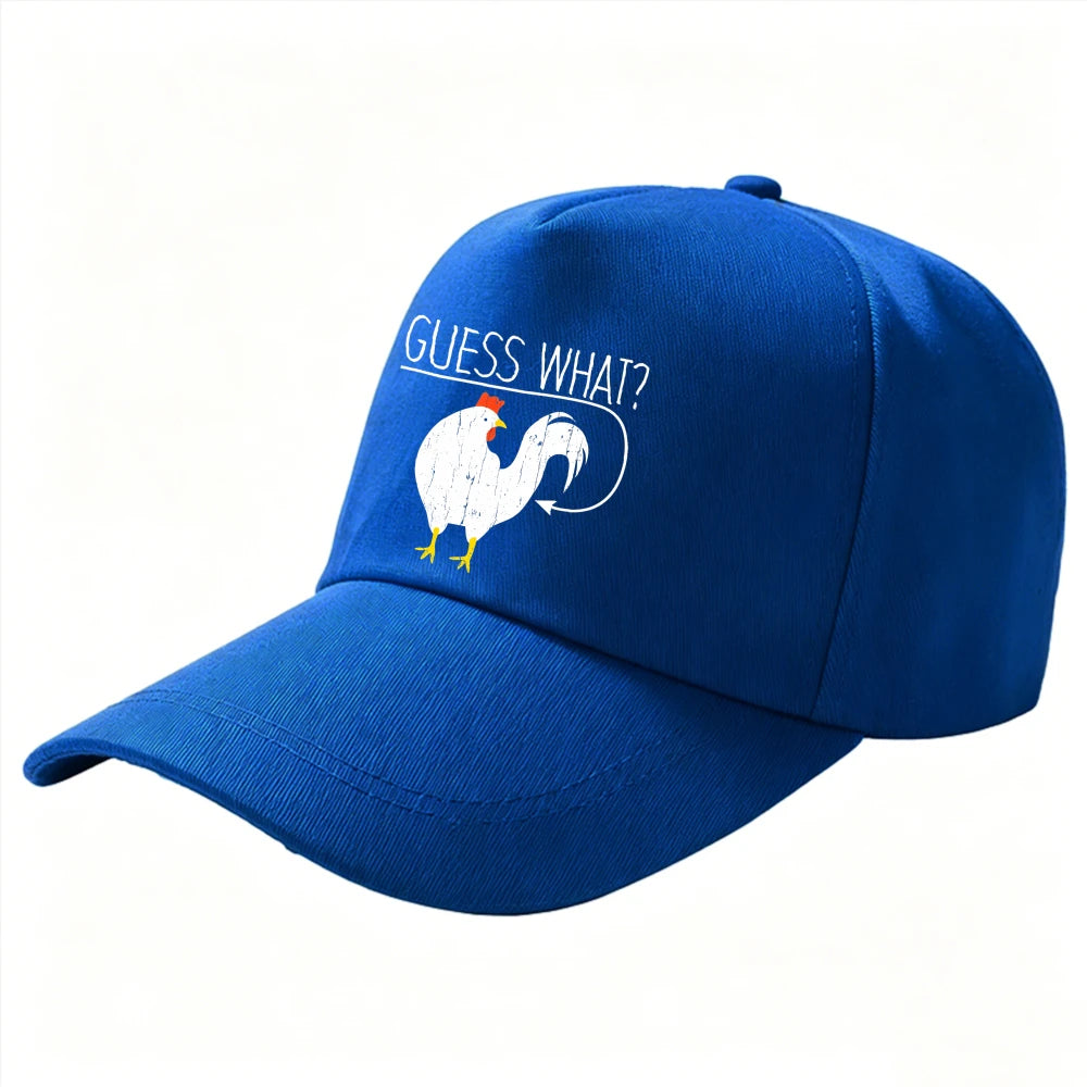 Guess What? Chicken Butt Funny Graphic Baseball Cap – Adjustable Cotton Dad Hat