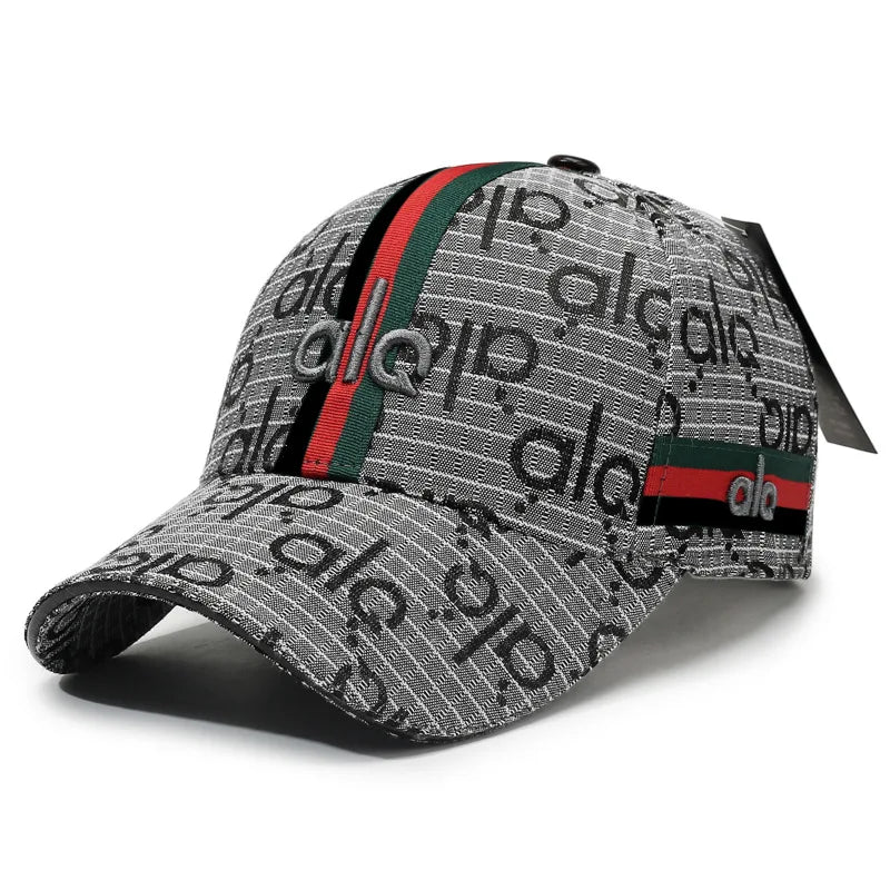 Designer Jacquard Striped Baseball Cap – Unisex 3D Embroidered Luxury Streetwear Hat