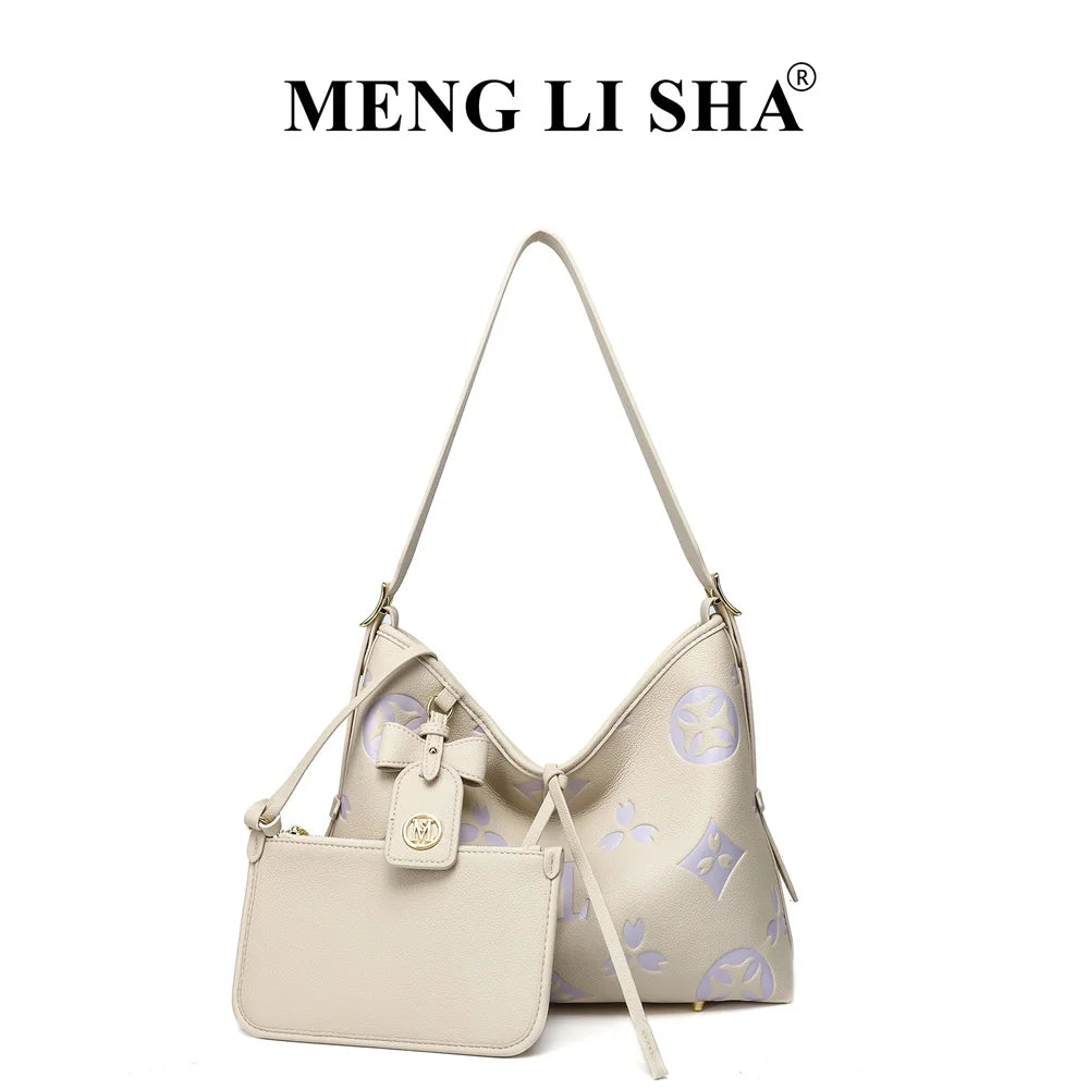 Monogram Slouchy Hobo Shoulder Bag with Matching Zipper Pouch (2-Piece Set)