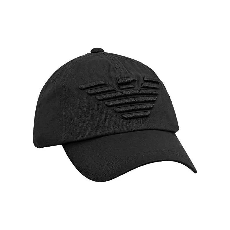 Stealth Black 3D Embossed Eagle Baseball Cap – Minimalist Unisex Curved Brim Hat