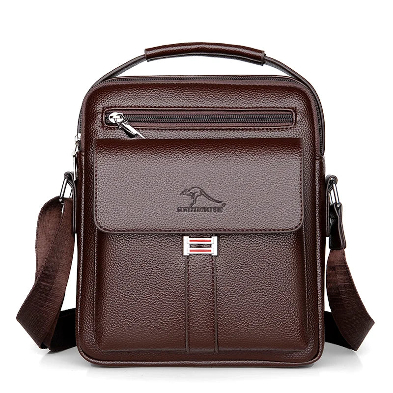 Men's Leather Crossbody Shoulder Bag – Classic Top-Handle Messenger Bag for Daily Business & Travel