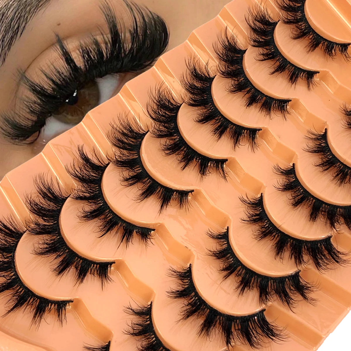 AMSDEN® 10 Pairs Dramatic Volume Faux Mink Eyelashes - Fluffy & Wispy False Lashes Bulk Pack