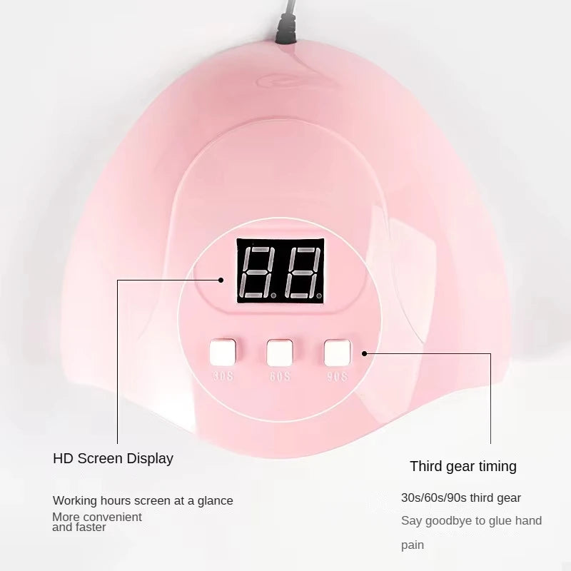 Professional 54W / 36W Pink UV LED Nail Lamp - Portable USB Phototherapy Machine for Gel Polish with HD Digital Timer