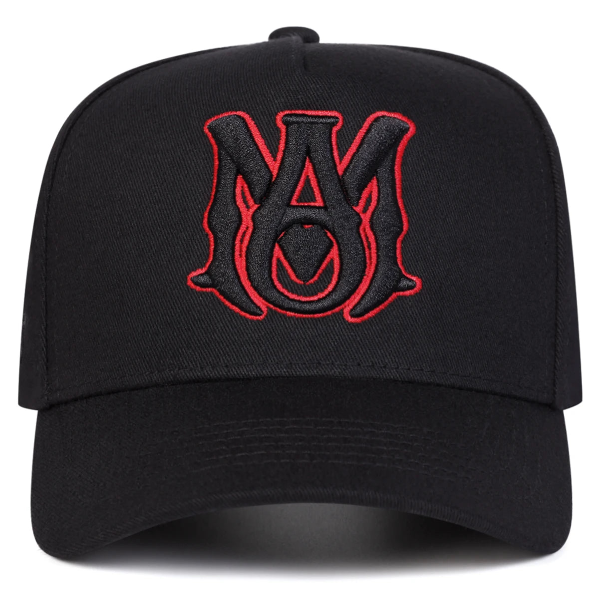 Gothic Monogram Embroidered Baseball Cap – Red Outline Streetwear Hat