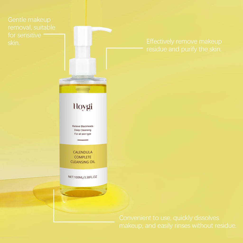 Hoygi Calendula Complete Cleansing Oil – Gentle Makeup Remover & Pore Purifying Blackhead Cleanser (100ml)