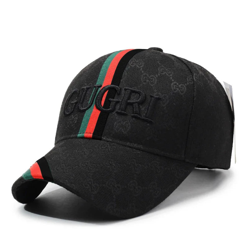 Designer Monogram Striped Baseball Cap – Unisex 3D Embroidered Luxury Streetwear Hat