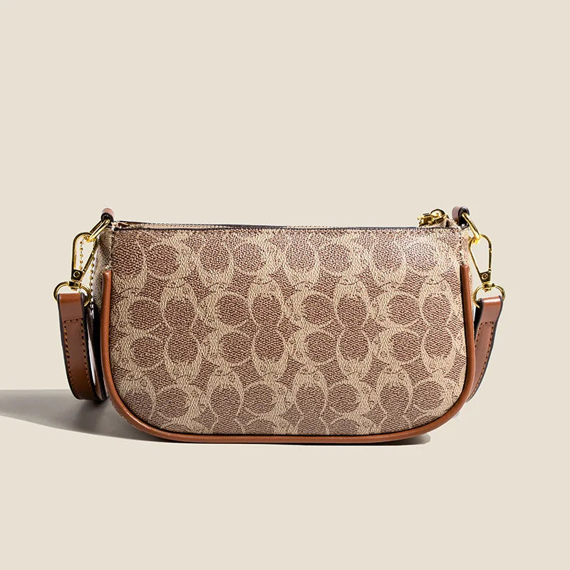 Signature Monogram Mini Shoulder Bag with Gold Chain Strap & Crossbody Option