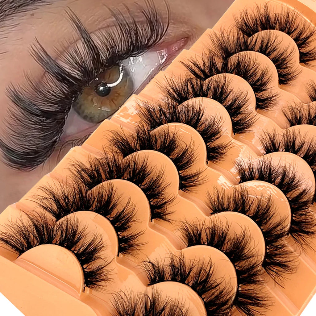 AMSDEN® 10 Pairs Dramatic Volume Faux Mink Eyelashes - Fluffy & Wispy False Lashes Bulk Pack