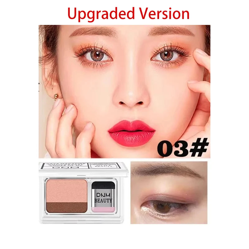 Lazy 2-Tone Gradated Eyeshadow Palette with Quick Brush | 1-Step Natural Gradient Shimmer