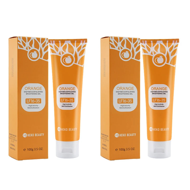 Heko Beauty Orange Enzymes Exfoliating Brightening Gel – Gentle Peeling Gel Face & Body Scrub with Vitamin C & Hyaluronic Acid