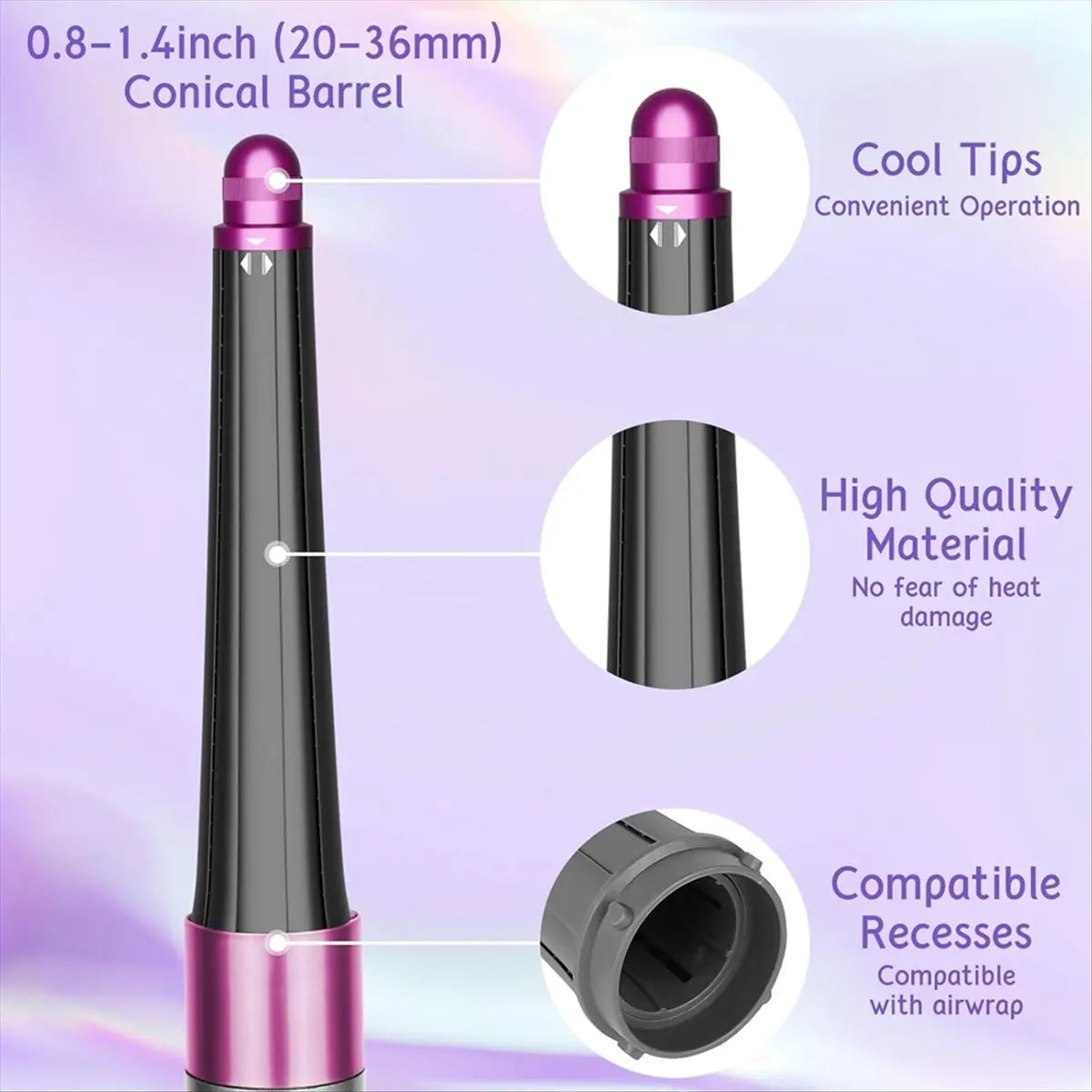 Multi-Function Hair Dryer Adapter Set – Airwrap Barrel, Volumizing Round Brush & 360° Magnetic Adapter