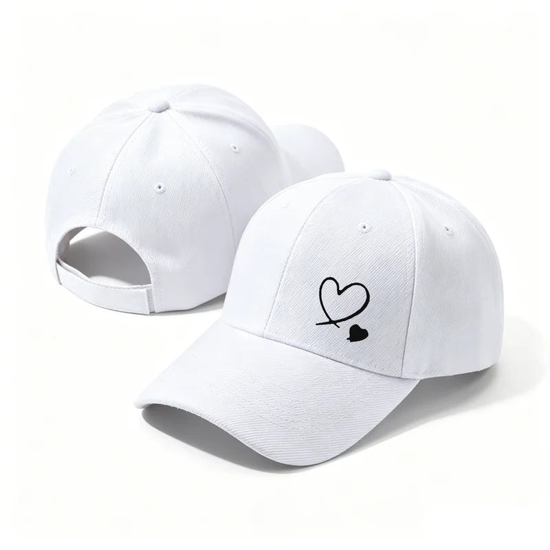 Minimalist Double Heart Embroidered Baseball Cap – Unisex Adjustable Cotton Dad Hat