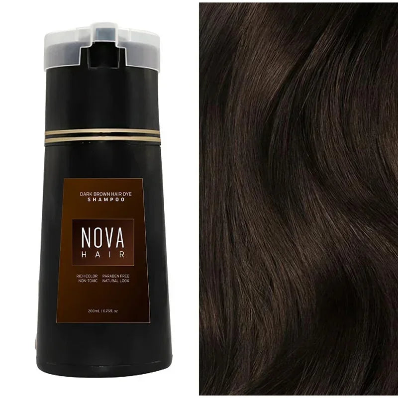 NOVA HAIR 200ml Herbal Hair Colouring Shampoo – Instant Gray Hair Coverage & Natural Shine