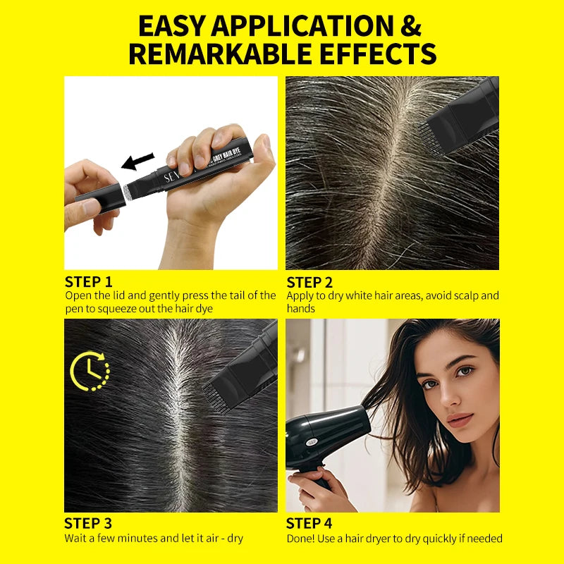 SEVICH Magic Grey Hair Dye Pen (20ml) – Instant Root Touch-Up Brush & Gray Coverage