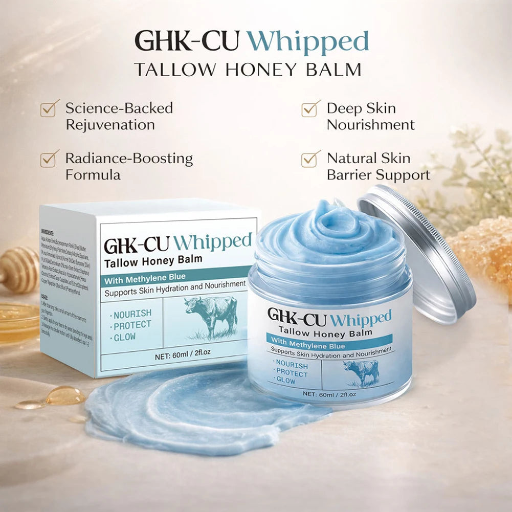 GHK-CU Whipped Tallow Honey Balm with Methylene Blue – Deep Hydration & Collagen Boosting Face Cream (60ml)