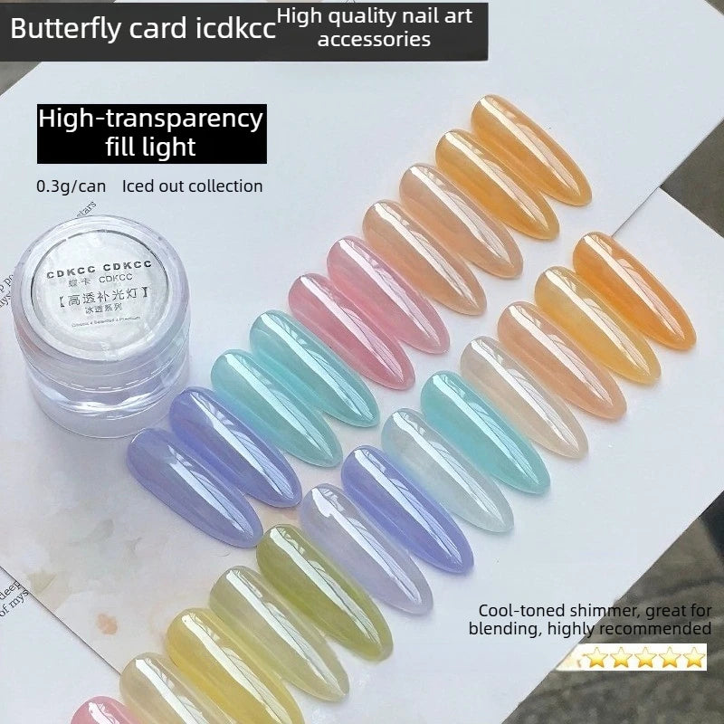 High-Transparency Moonlight Chrome Nail Powder – Icy Aurora Mirror Pigment for Nail Art