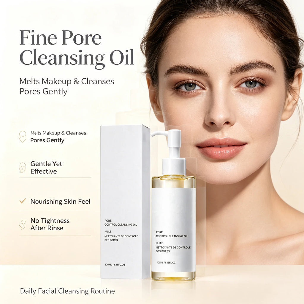 Fine Pore Control Cleansing Oil (100ml / 3.38 fl. oz) – Gentle Deep Pore Cleanser & Makeup Remover