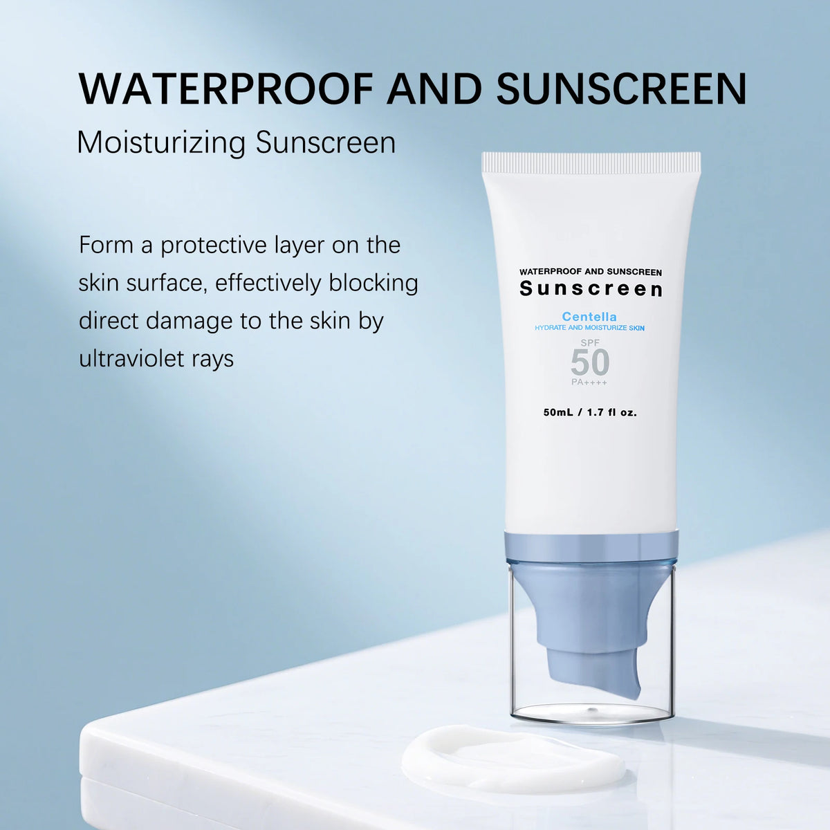 SOUG Centella Waterproof Sunscreen SPF50+ PA++++ (50ml) – Hydrating & Repairing Daily UV Defense with Niacinamide & Hyaluronic Acid