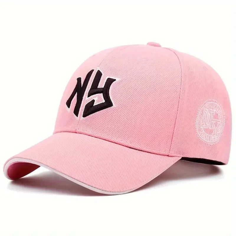 Modern NY Monogram Embroidered Baseball Cap – Side Crest Curved Brim Hat