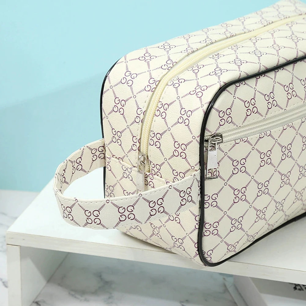 Luxury Geometric Monogram Travel Toiletry & Cosmetic Bag
