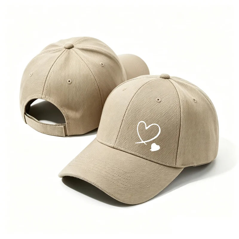 Minimalist Double Heart Embroidered Baseball Cap – Unisex Adjustable Cotton Dad Hat