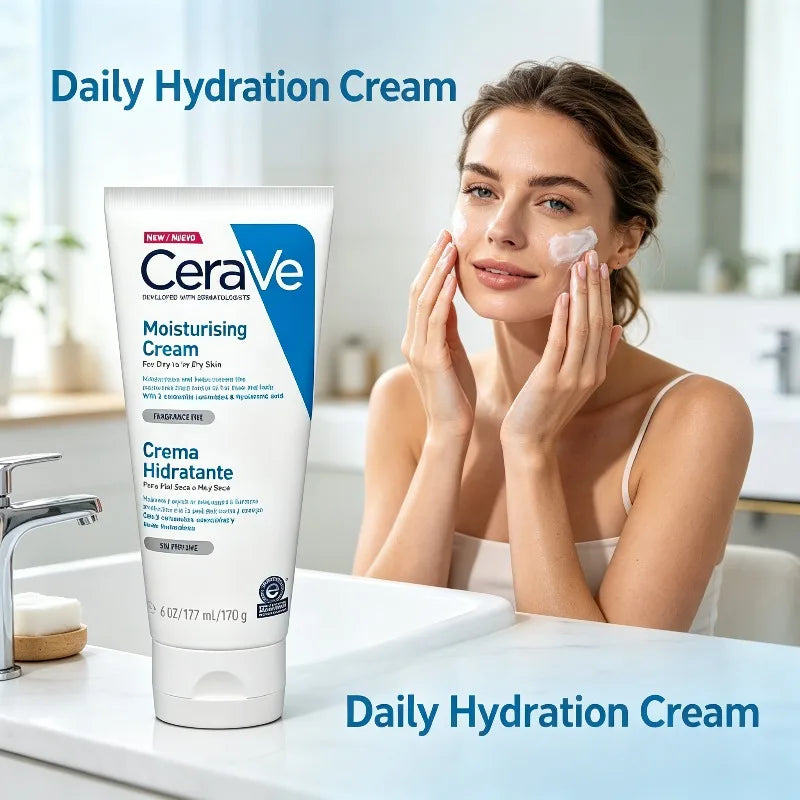CeraVe Moisturising Cream for Dry to Very Dry Skin – Daily Face & Body Hydration with Ceramides & Hyaluronic Acid (177ml / 6 oz)