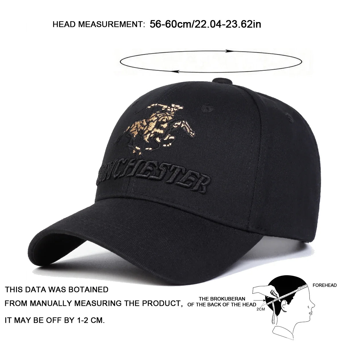 Winchester Embroidered Western Rider Baseball Cap – Outdoor Camo & Black Hat