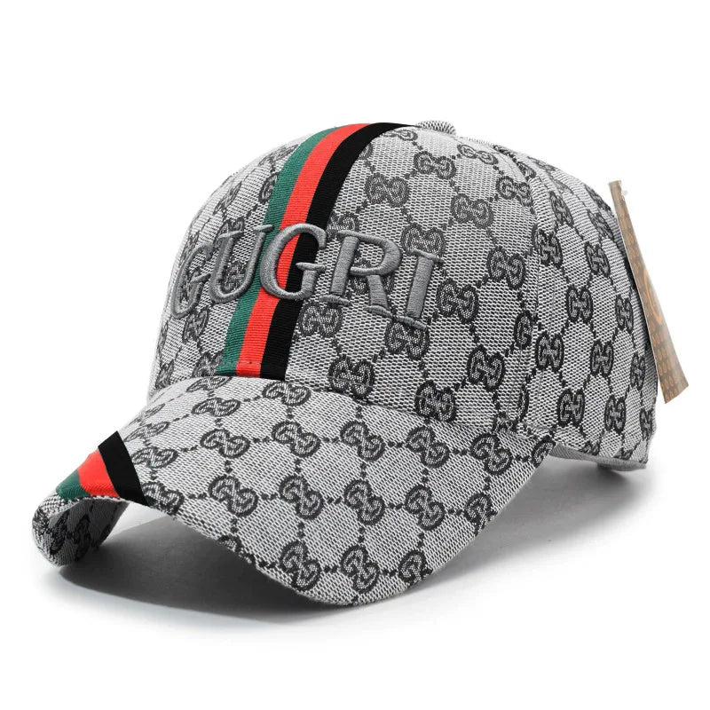 Designer Monogram Striped Baseball Cap – Unisex 3D Embroidered Luxury Streetwear Hat