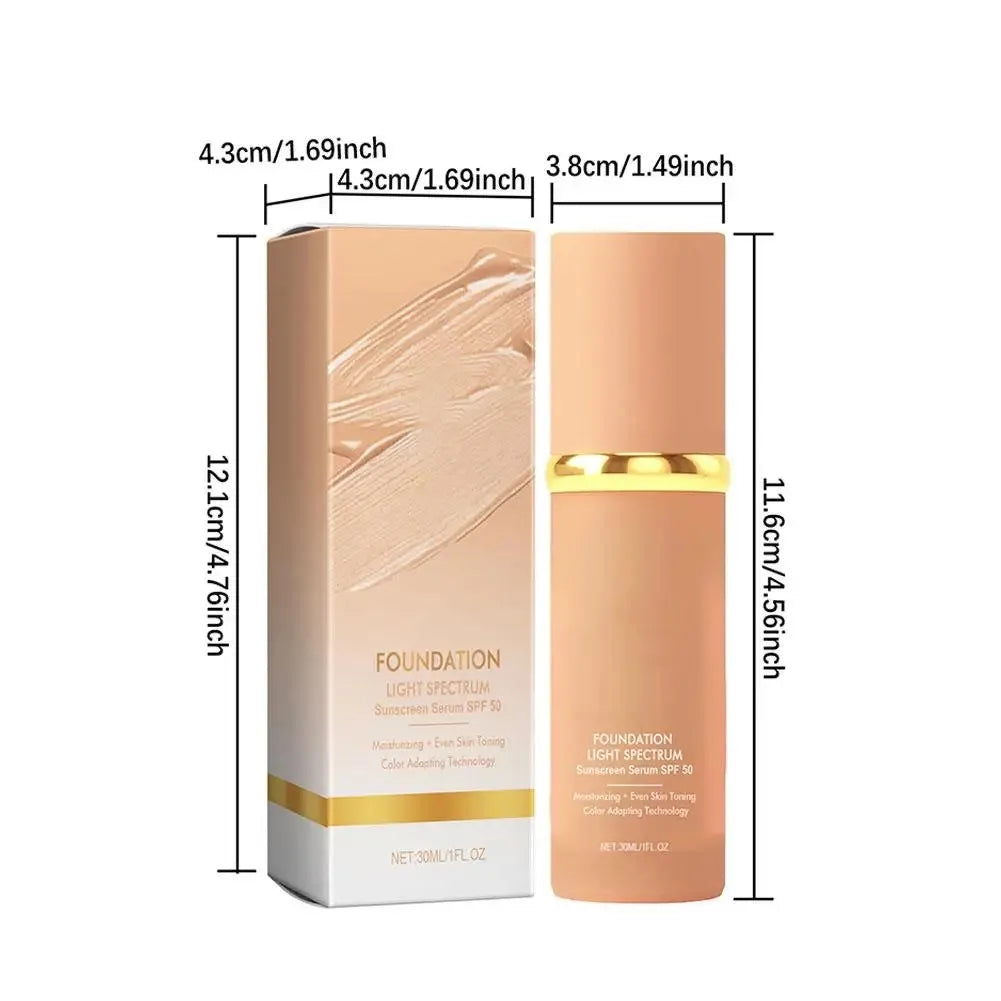 Color-Adapting Light Spectrum Foundation SPF 50 – Hydrating & Skin-Evening Serum (30ml)