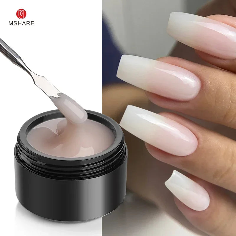 MSHARE Self-Leveling Builder Gel in a Jar – Medium Density Extension Gel for Nail Strengthening