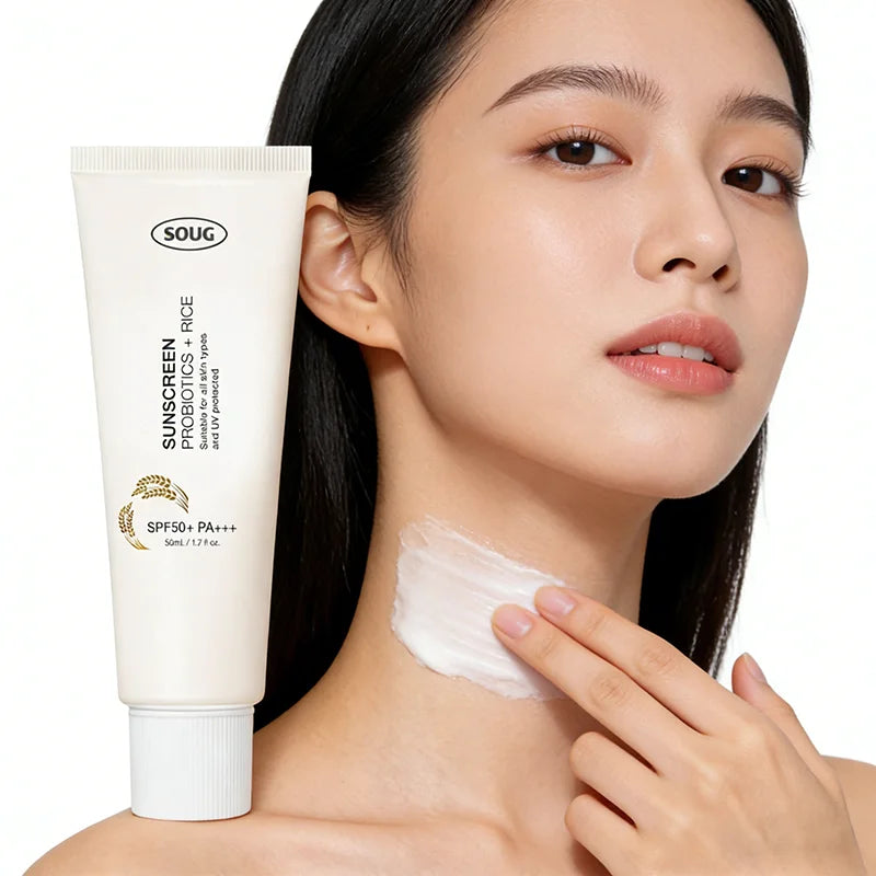 SOUG Rice + Probiotics Sunscreen SPF50+ PA+++ (50ml) – Daily Hydrating Broad Spectrum UV Sun Protection for Face & Body